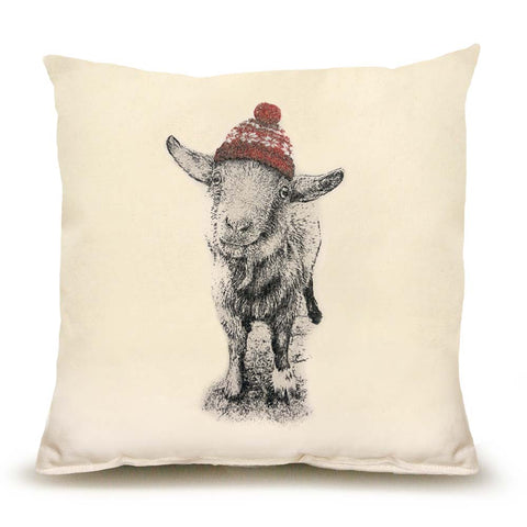 Goat with Winter Hat Medium Pillow