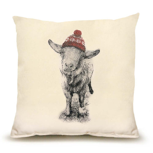 Goat with Winter Hat Medium Pillow