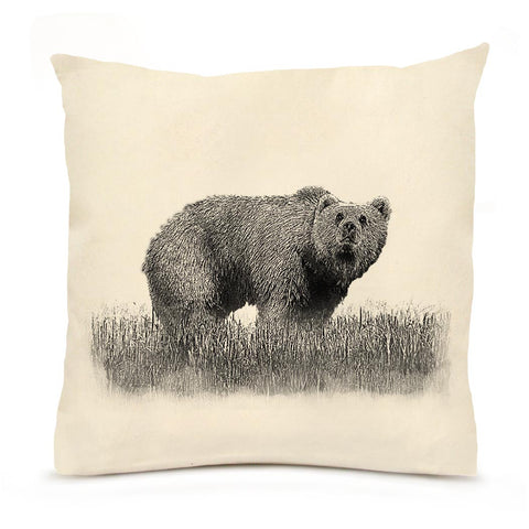 Woodlands Bear in Field Pillow (18x18)