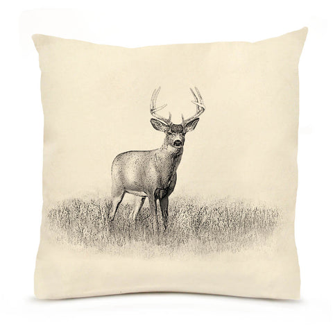 Woodlands Deer in Field Pillow (18x18)