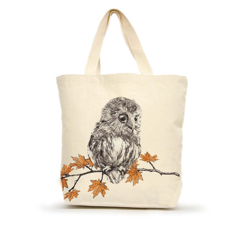 Owl with Leaves Medium Tote