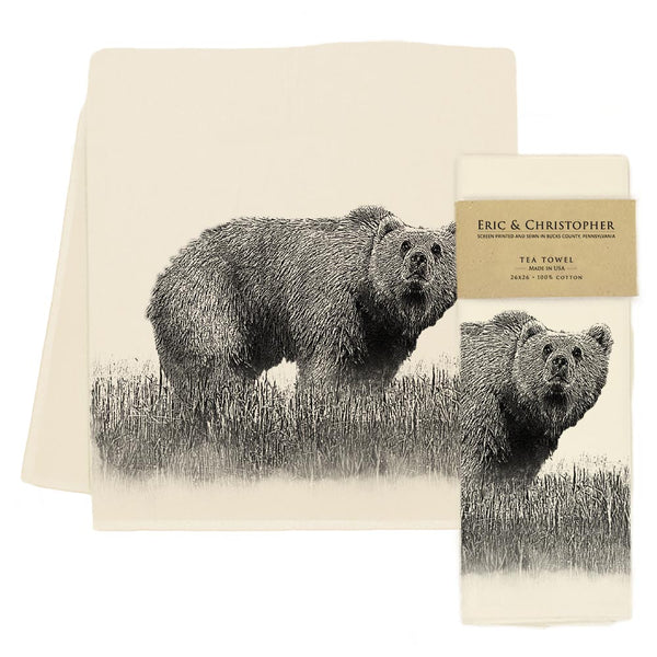Woodland Bear in Field Tea Towel
