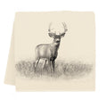 American Woodlands Deer in Field Tea Towel