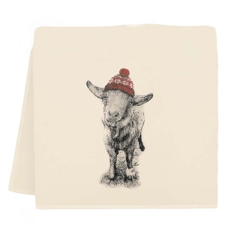 Goat with Winter Hat Tea Towel