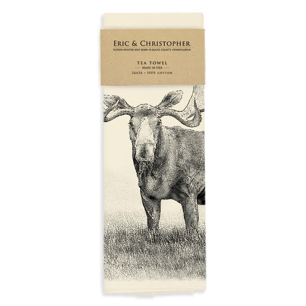 Woodland Moose in Field Tea Towel