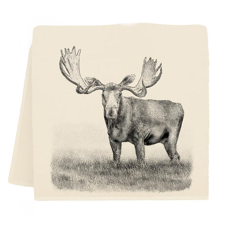 Woodland Moose in Field Tea Towel