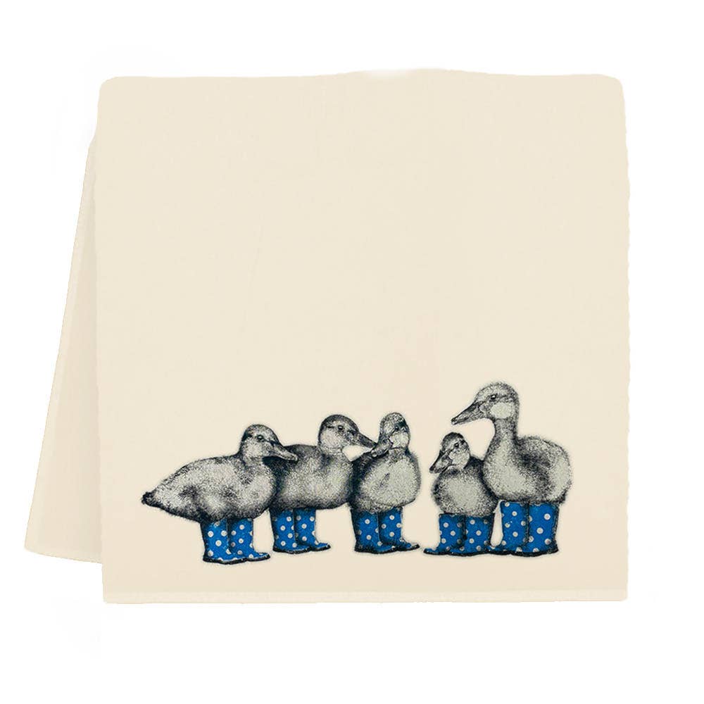 Duck with Blue Boots Tea Towel