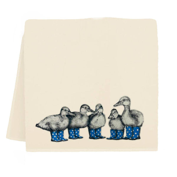 Duck with Blue Boots Tea Towel