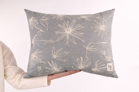 NEW Large Black Eyed Susan Pillow (Driftwood Grey)