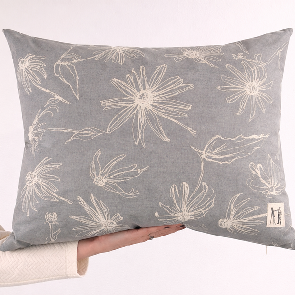 NEW Large Black Eyed Susan Pillow (Driftwood Grey)