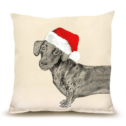 Santa Dachshund Medium Pillow