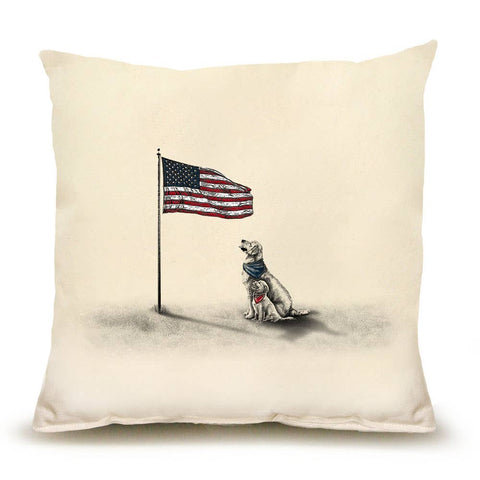 Dogs with Flag Pillow
