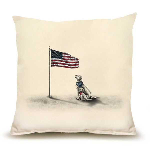 Dogs with Flag Pillow