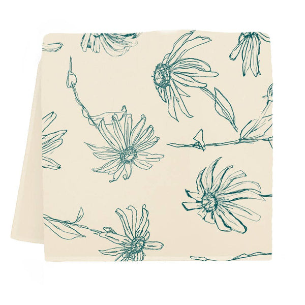 Floral Tea Towel (Lagoon Blue Color)