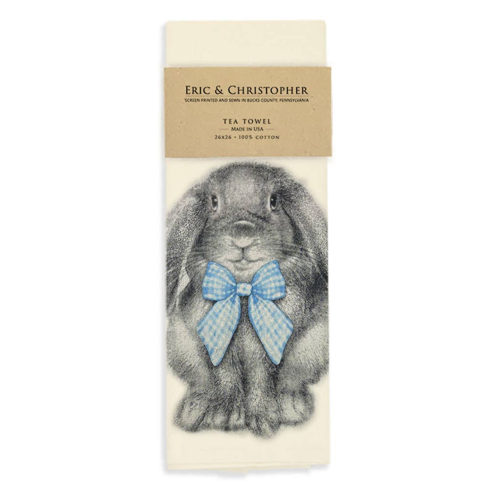 Easter Bunny with Gingham Bow Tea Towel