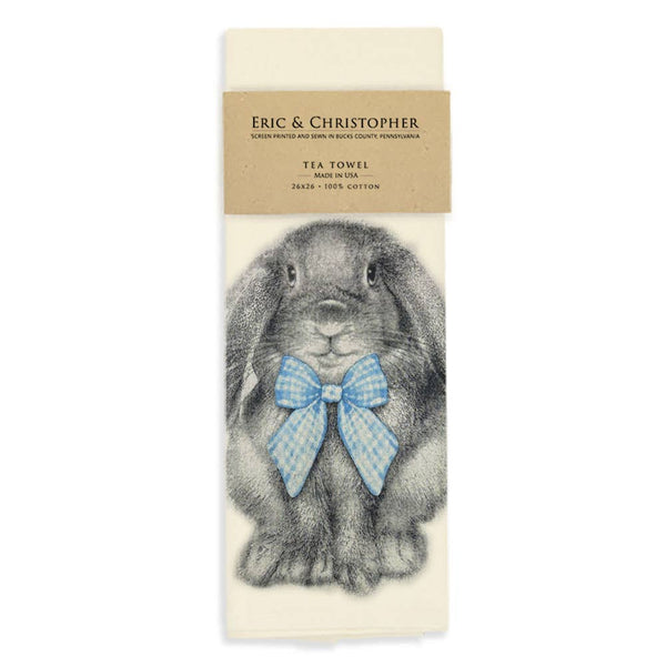 Easter Bunny with Gingham Bow Tea Towel