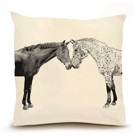 Kissing Horses Large Pillow