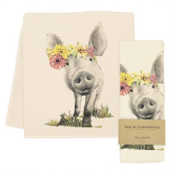 Squiggles the Pig Tea Towel