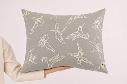 NEW Large Hummingbird Pillow (Driftwood Grey)