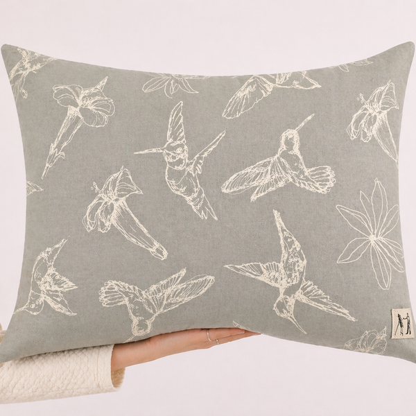 NEW Large Hummingbird Pillow (Driftwood Grey)