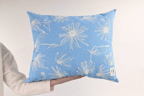 NEW Large Black Eyed Susan Pillow (Coastal Blue)