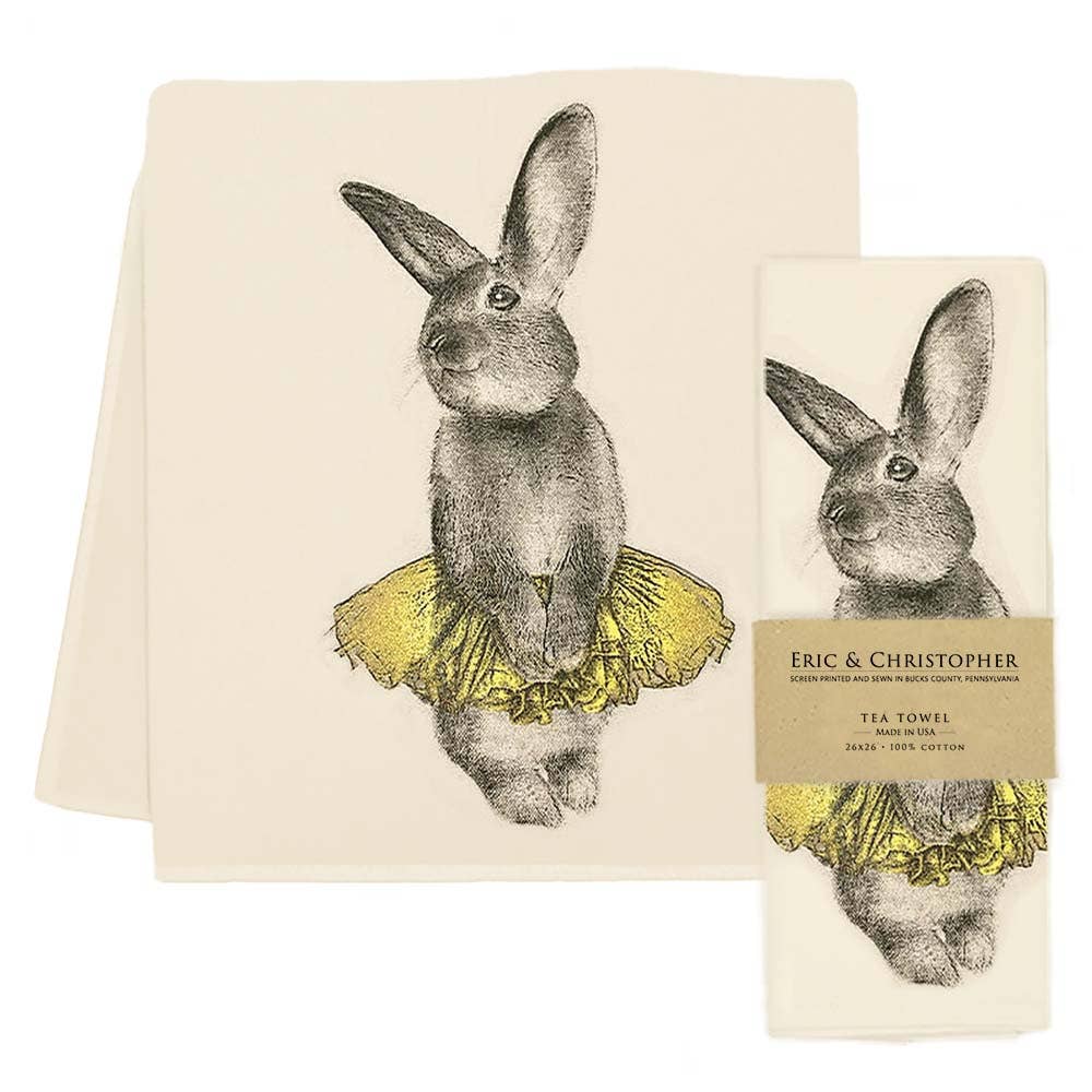 Bunny Tutu Tea Towel - Yellow
