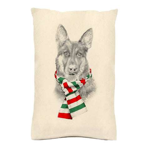 German Shepherd with Red Scarf 12 x 18 pillow