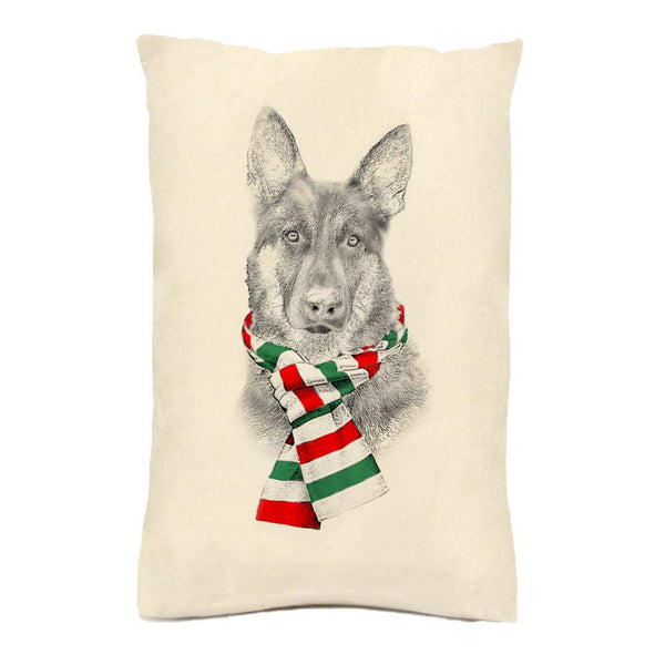 German Shepherd with Red Scarf 12 x 18 pillow