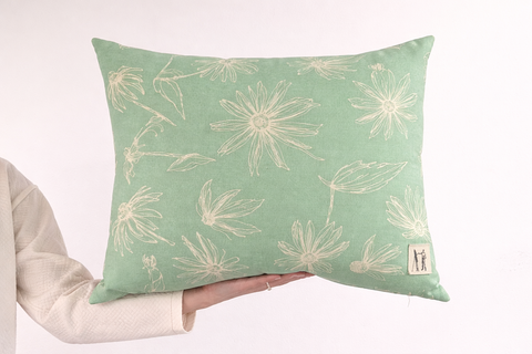 NEW Large Black Eyed Susan Pillow (Seafoam Green)