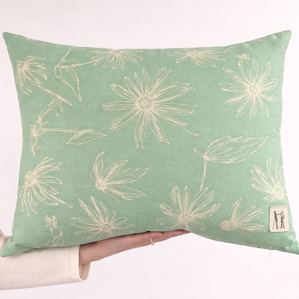 NEW Large Black Eyed Susan Pillow (Seafoam Green)