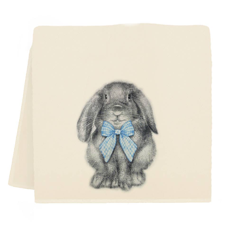 Easter Bunny with Gingham Bow Tea Towel