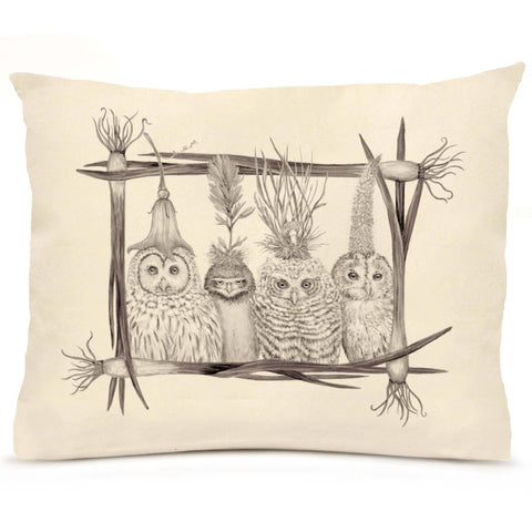 Little Owls Large Pillow (with Border)