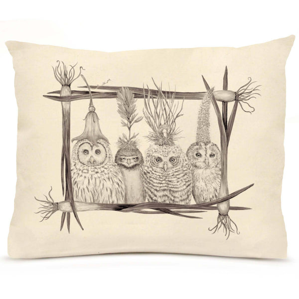 Little Owls Large Pillow (with Border)