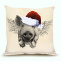 Santa Flying Pig Medium Pillow