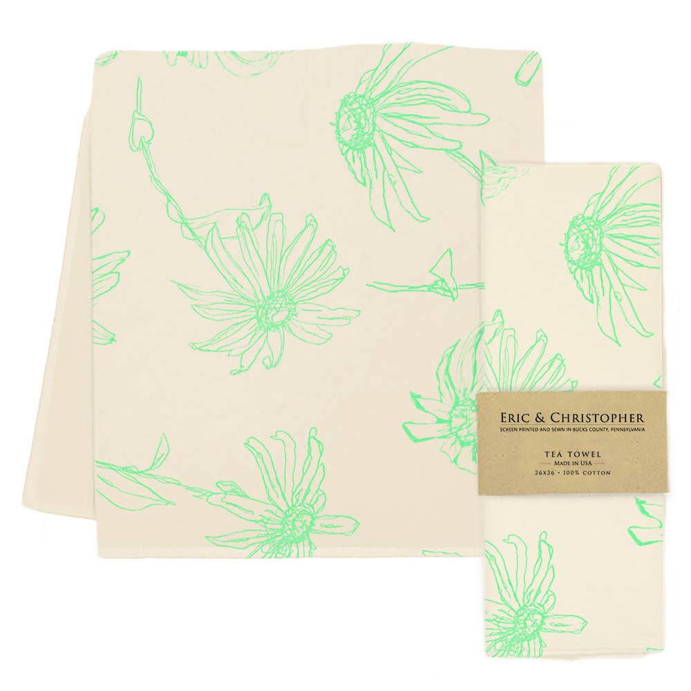 Floral Tea Towel (Seafoam Green Color)