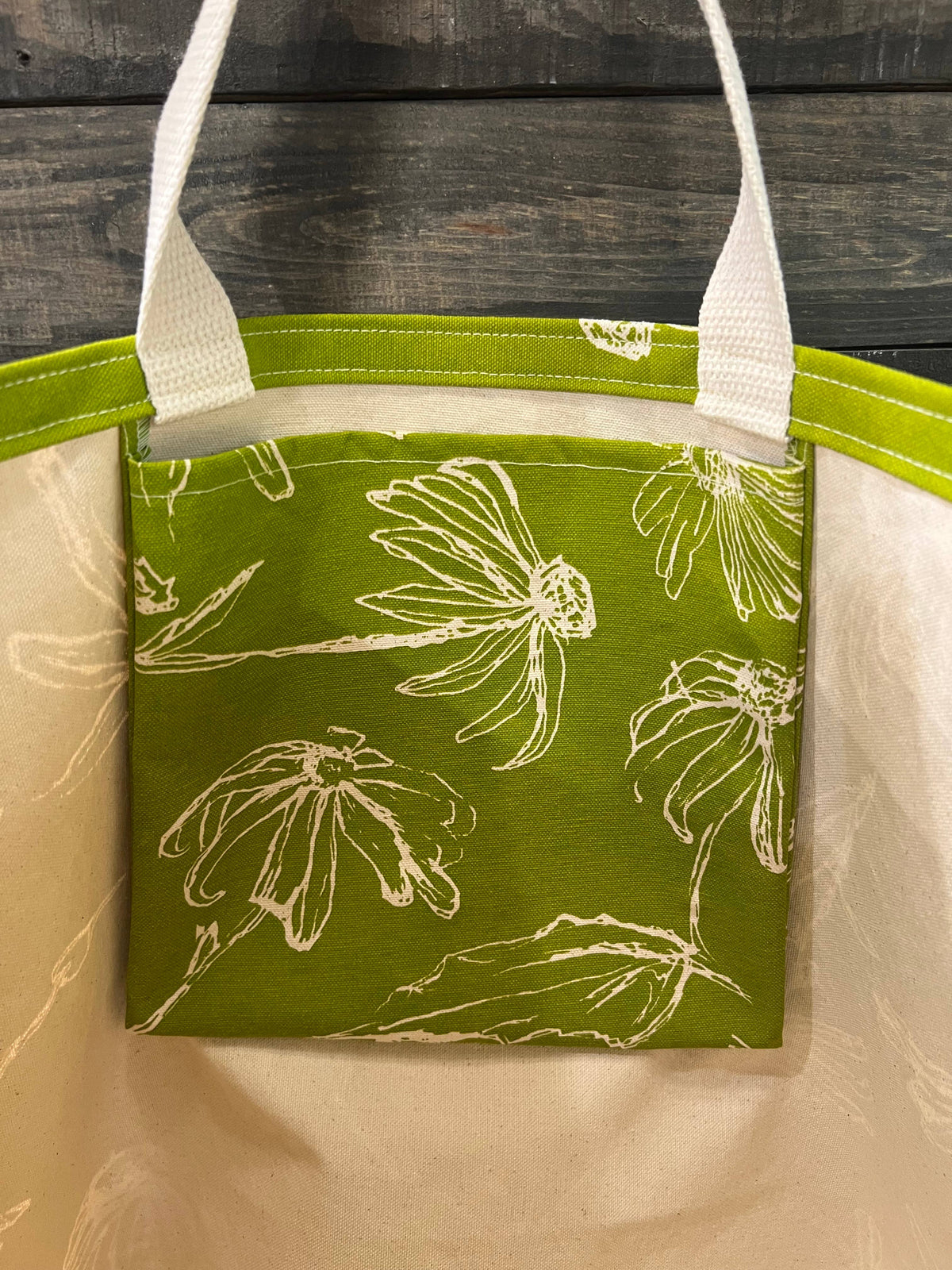 Black Eyed Susan Large Tote (Key Lime Green)