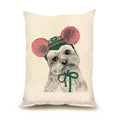Yorkie with Pom Poms 10 x 14 Pillow