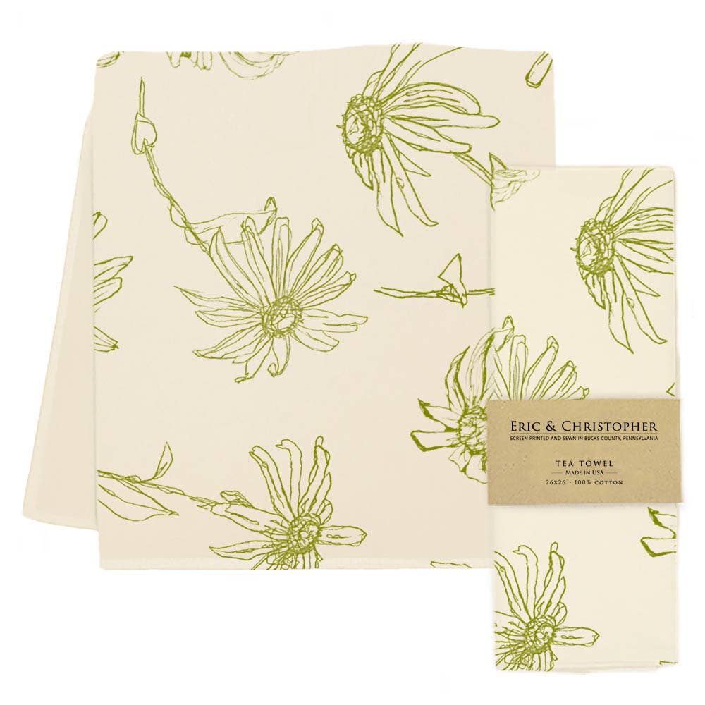 Floral Tea Towel (Key Lime Color)