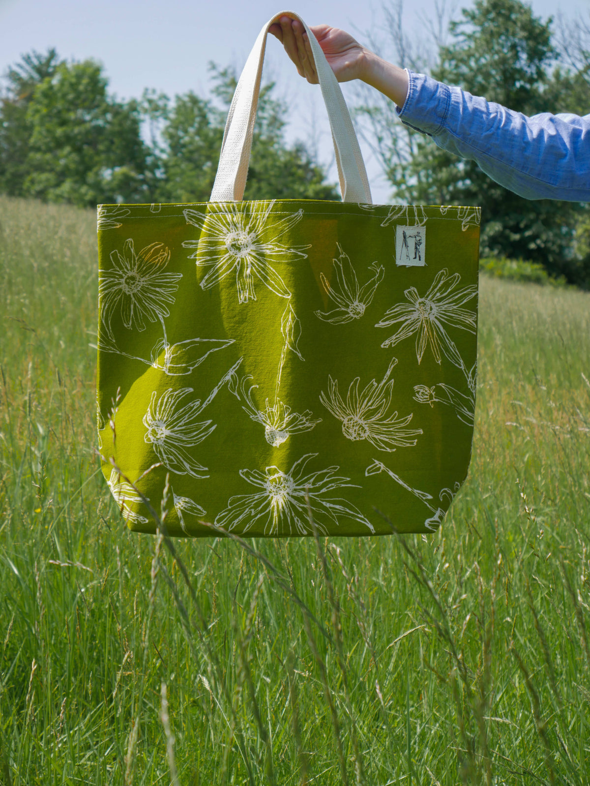 Black Eyed Susan Large Tote (Key Lime Green)