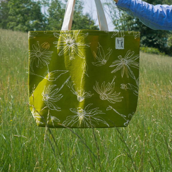 Black Eyed Susan Large Tote (Key Lime Green)