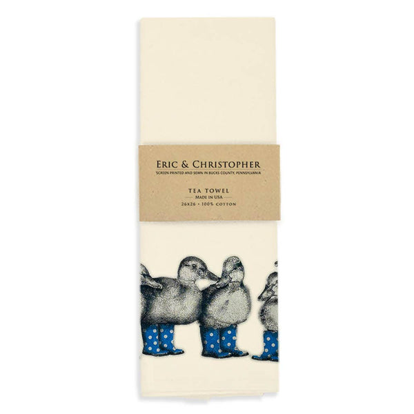 Duck with Blue Boots Tea Towel
