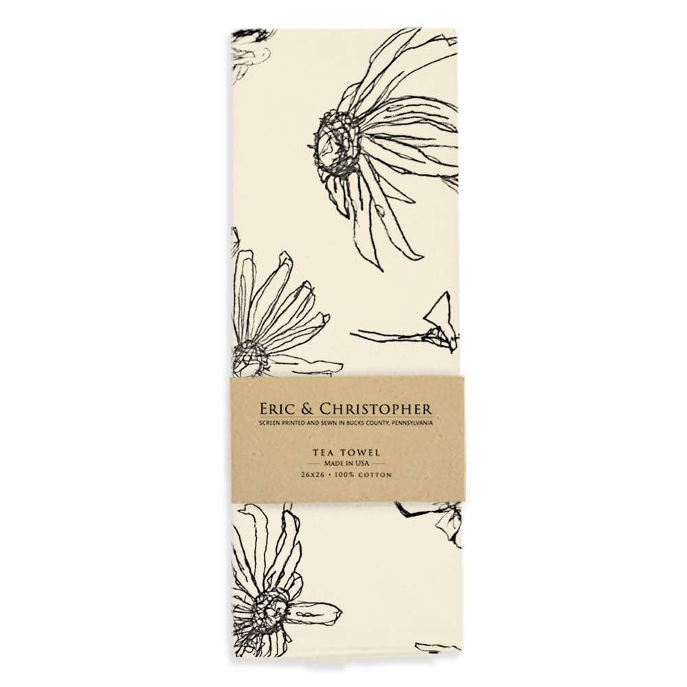 Floral Tea Towel (Black Pepper)