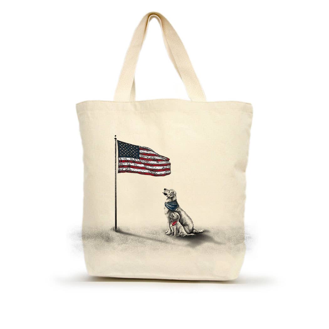 Dogs with Flag Medium Tote