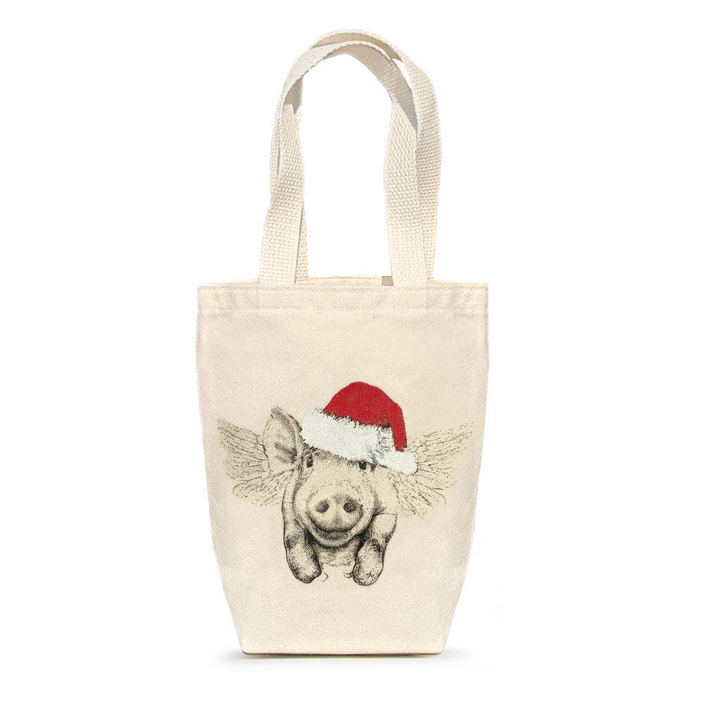 Santa Flying Pig Gift Bag