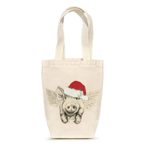 Santa Flying Pig Gift Bag