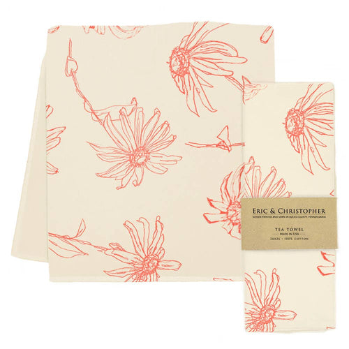 Floral Tea Towel (Coral Pink Color)