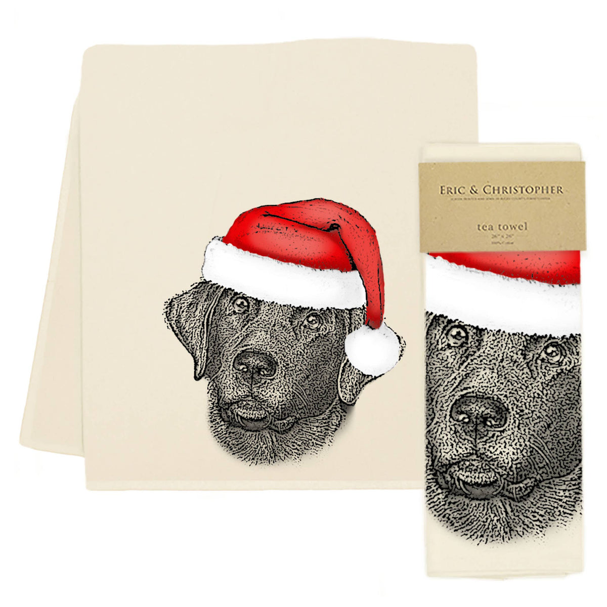 Santa Black Lab Tea Towel