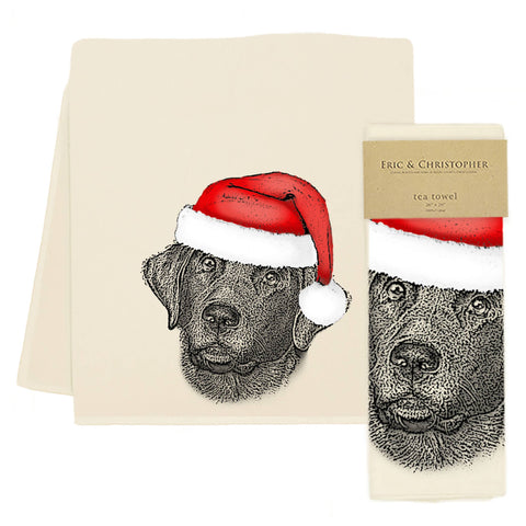 Santa Black Lab Tea Towel
