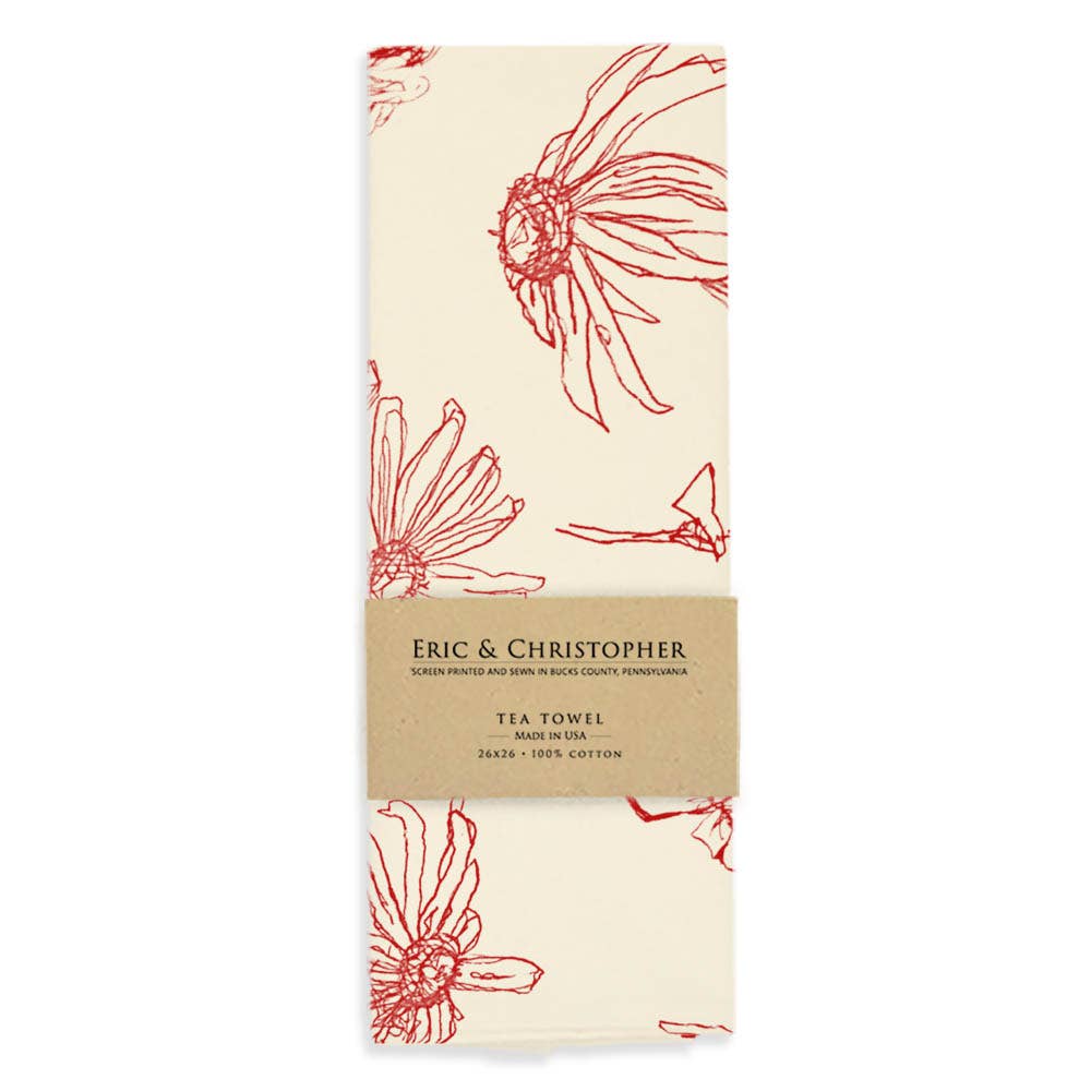 Floral Tea Towel (Orange Peel)