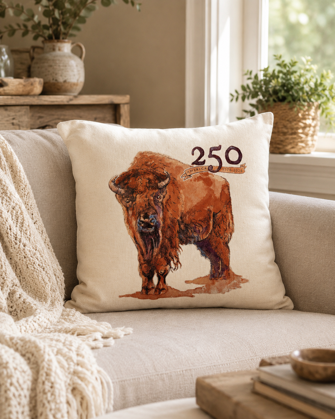 Bison Pillow (18x18)